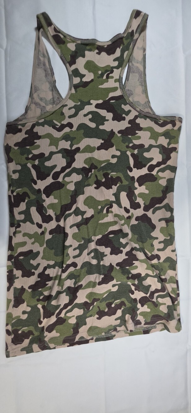 No Boundaries RN 52469 Green Camo Ribbed Tank Top Women's Size XXL Sku 0328 - Picture 5 of 5